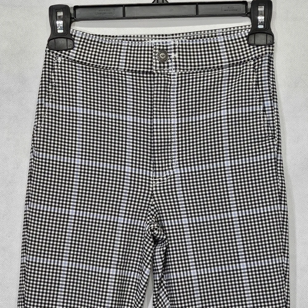 Hollister Ultra High Rise Checkered Black White Blue Pants Size XS - Picture 3 of 7